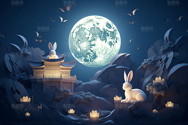 中秋唯美灯笼场景