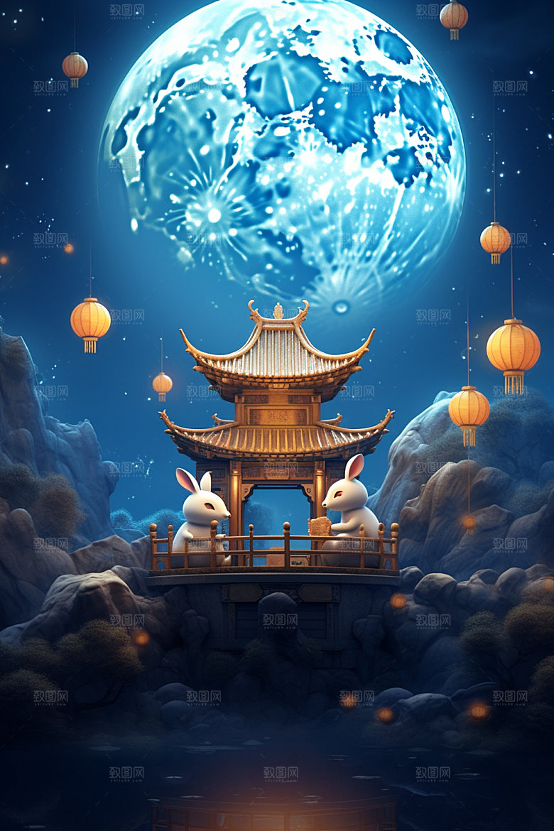中秋中国风灯笼场景