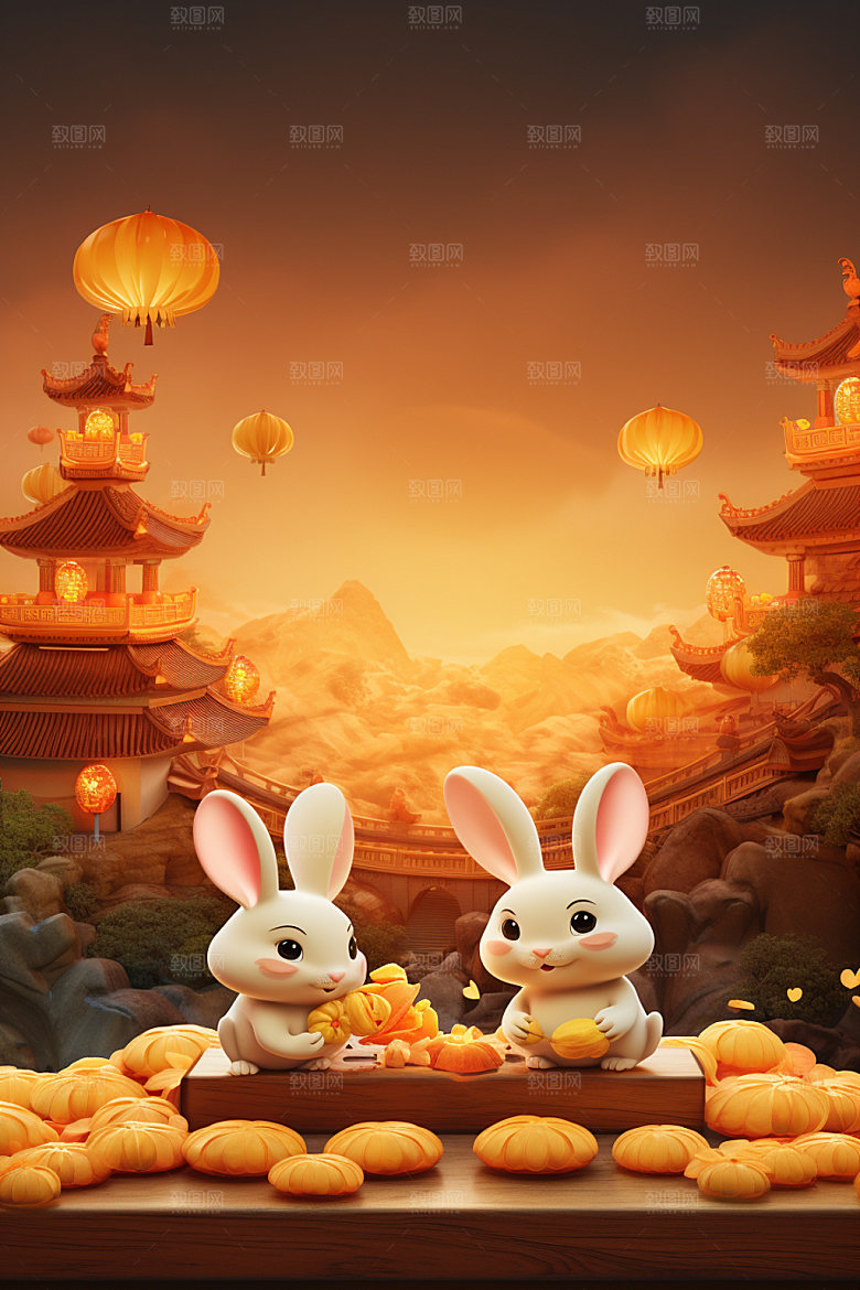 中秋中国风灯笼场景