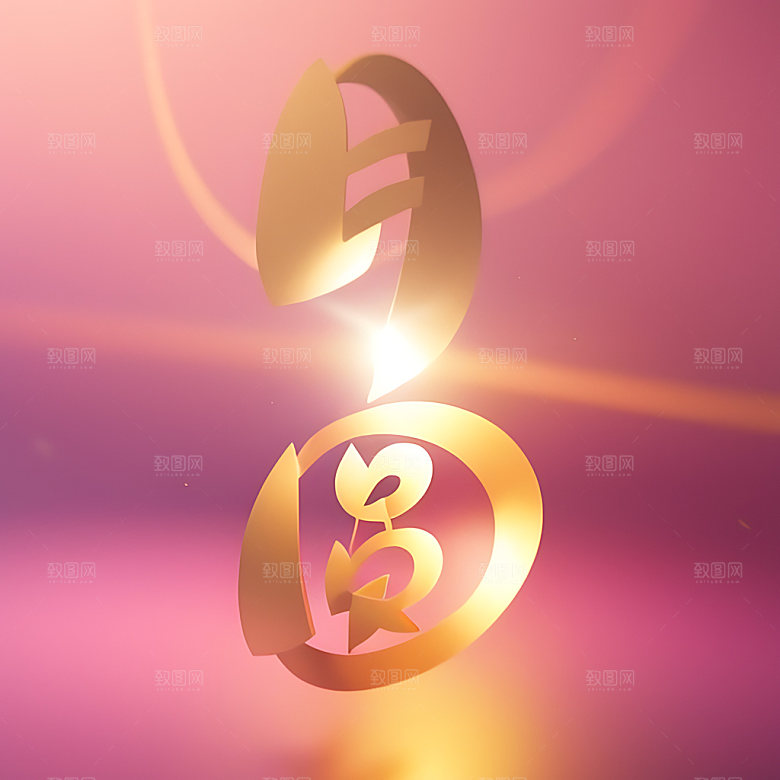 中秋月圆氛围立体字艺术字