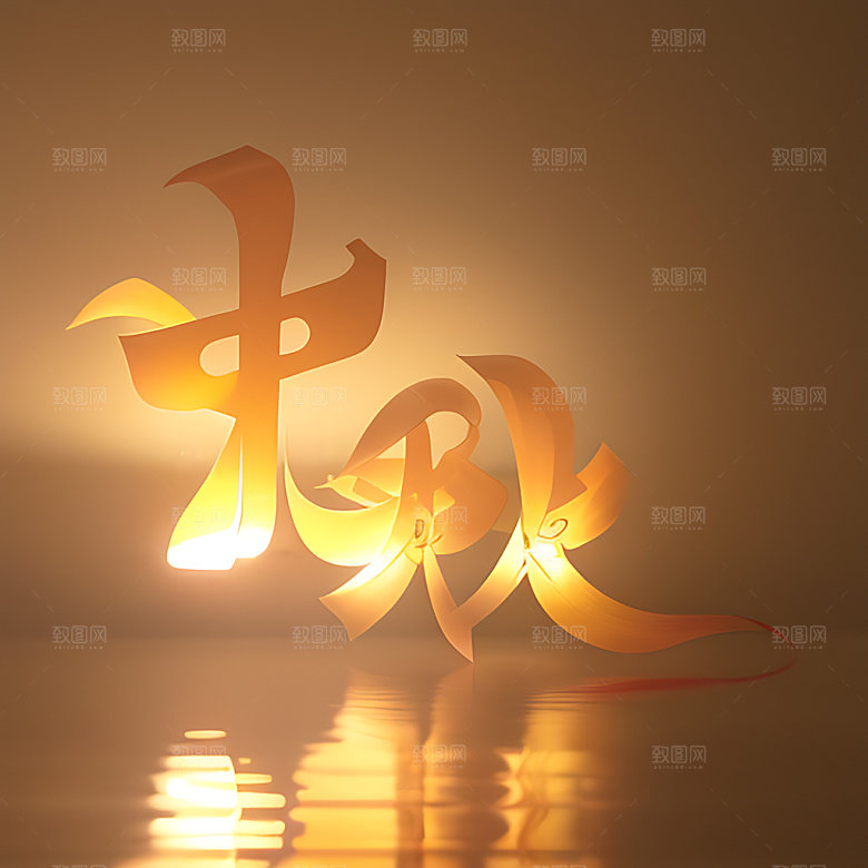 中秋月圆传统节日氛围艺术字