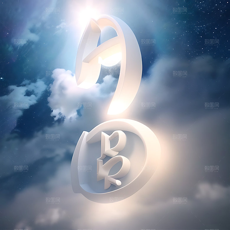 中秋月圆立体字传统节日艺术字
