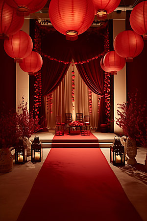 中式婚礼喜庆室内婚礼效果图