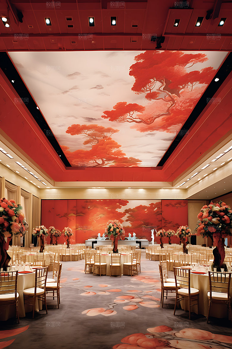 中式婚礼场景设计酒店婚礼效果图