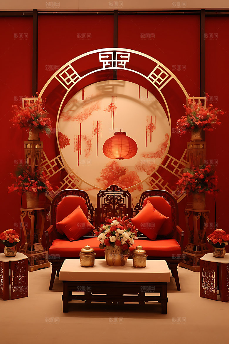 中式婚礼中国传统婚礼布置效果图