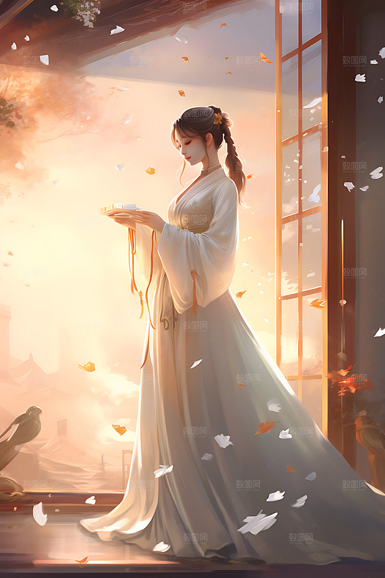 汉服美女传统古风插画