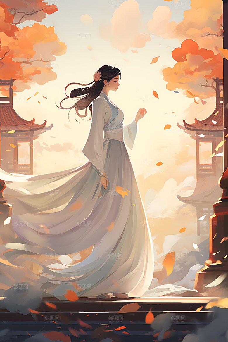 汉服美女传统古风插画