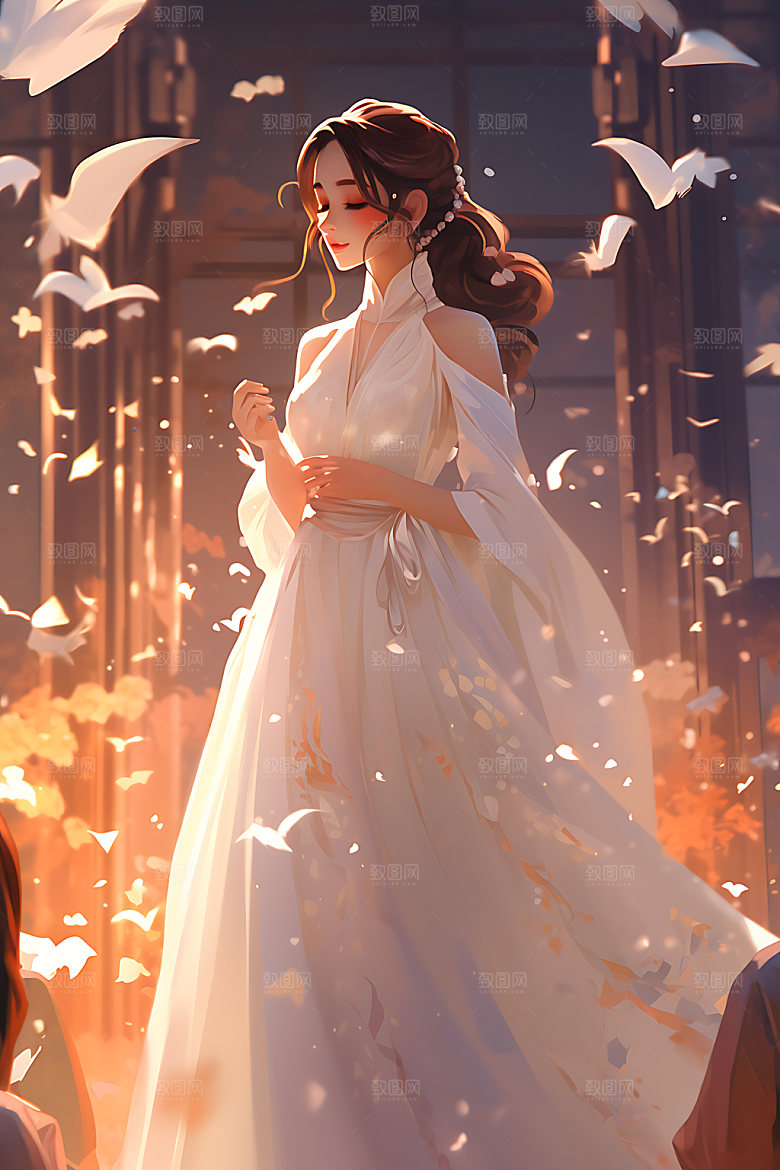 汉服美女古风中国风插画