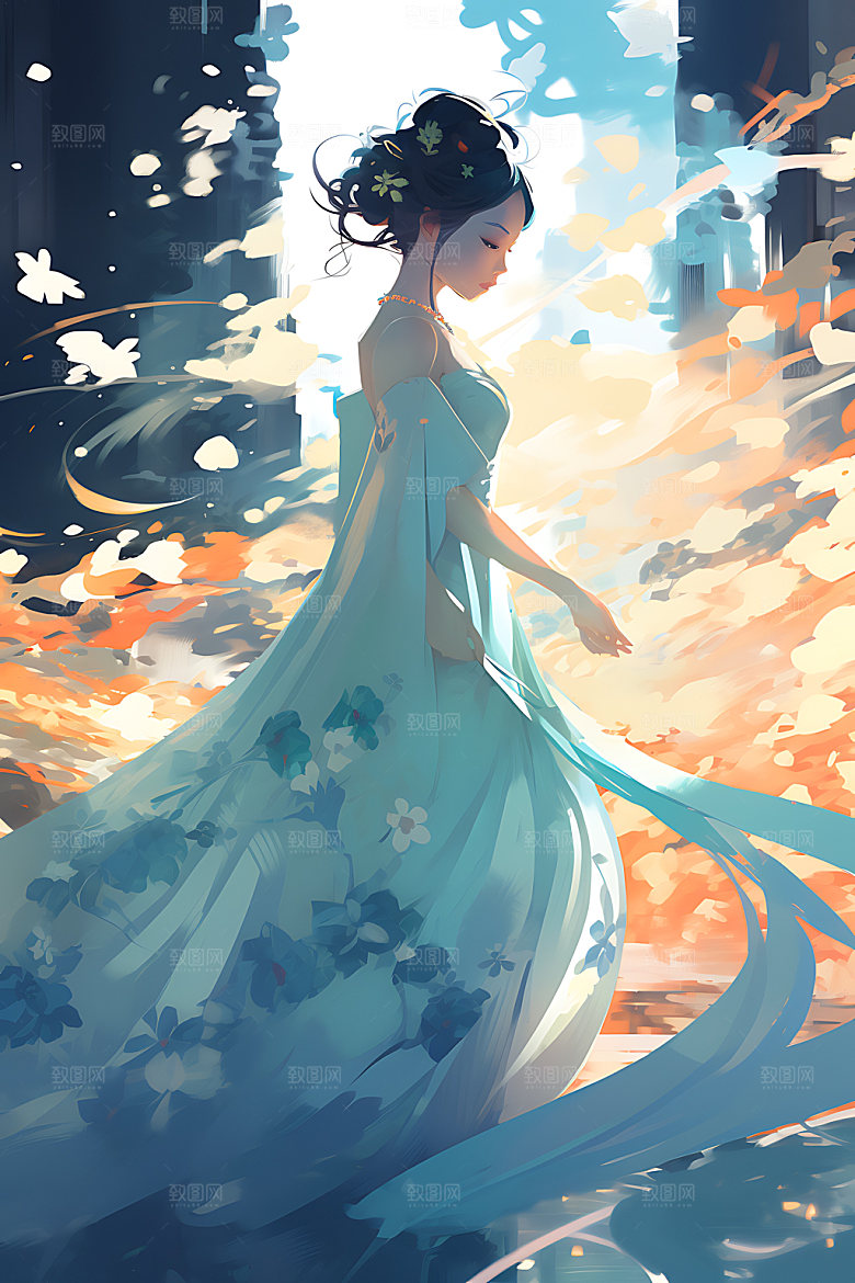 汉服美女中国风中式美女插画