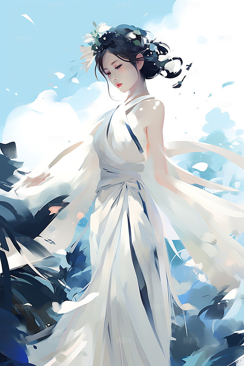 汉服美女中国风传统插画