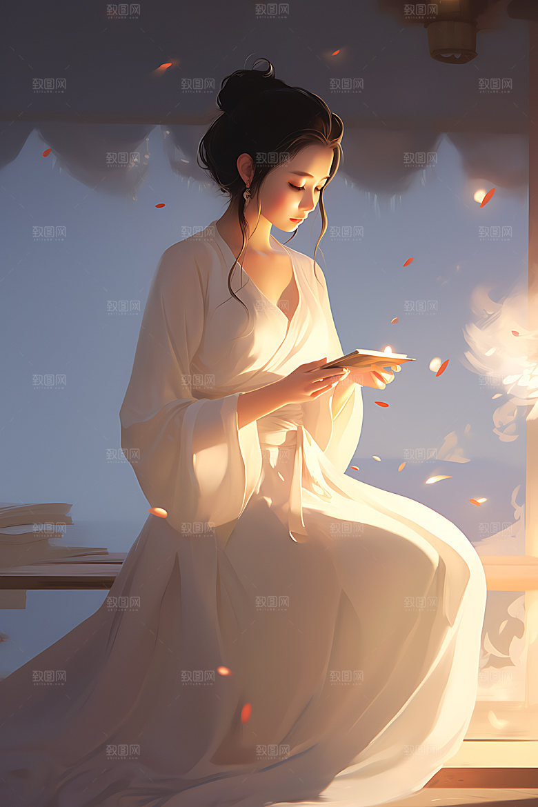 汉服美女唯美古风插画