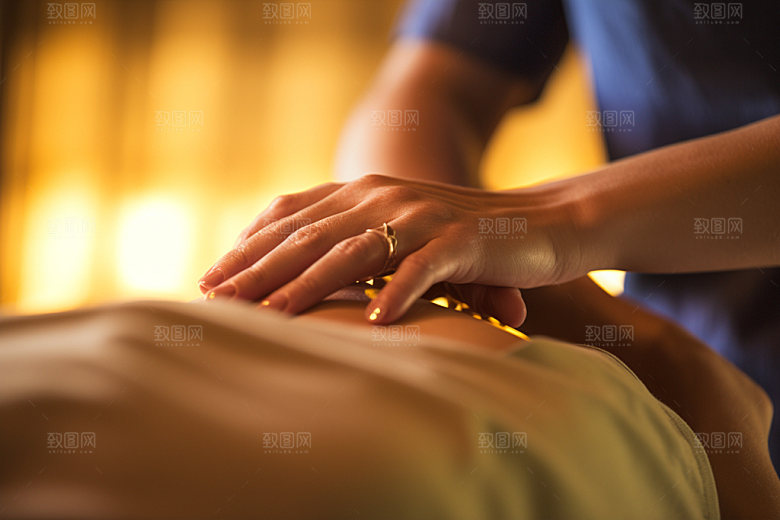 中医推拿特写按摩摄影图