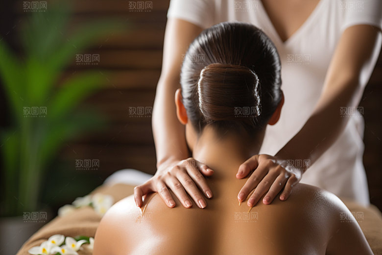 中医推拿按摩特写摄影图