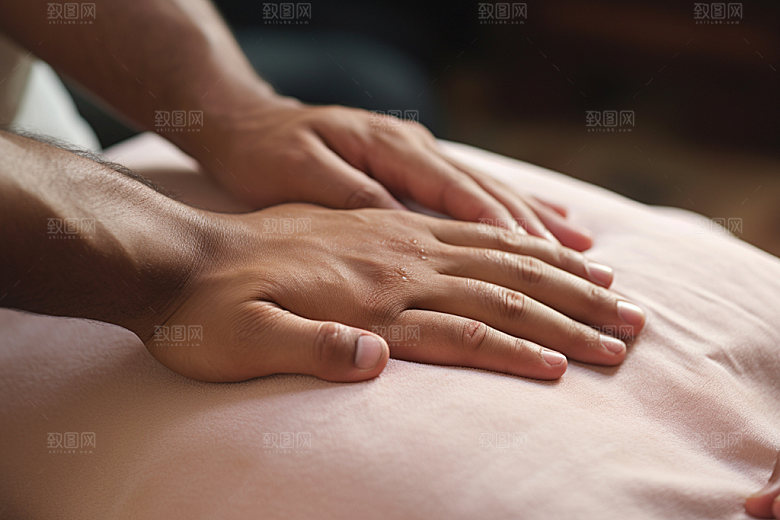 中医推拿特写按摩摄影图