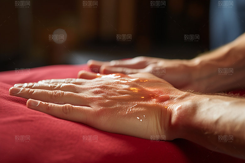 中医推拿特写穴位摄影图