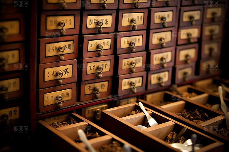 中药柜中医药房柜子摄影图