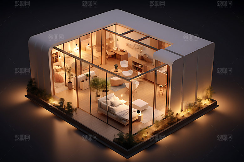 装修视图装潢空间剖面图