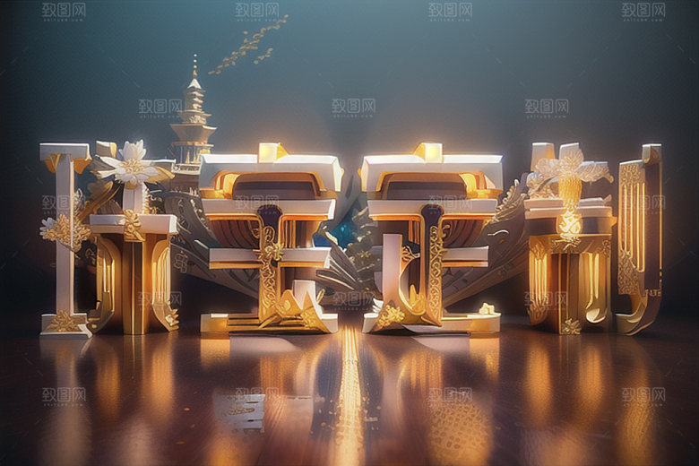 珠宝首饰珠宝销售3D艺术字