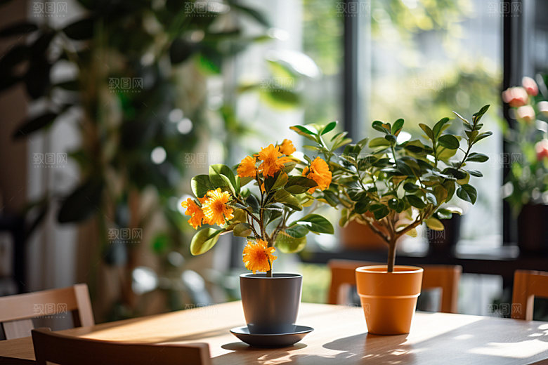 桌上鲜花插花装饰摄影图