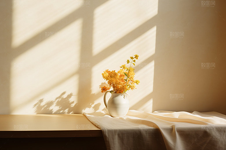 桌上鲜花家居唯美摄影图