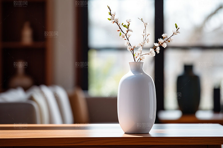 桌上鲜花花瓶插花摄影图