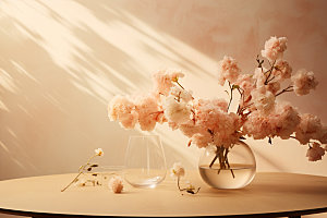 桌上鲜花插花家居摄影图