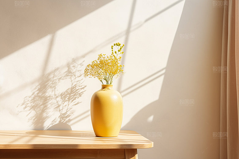 桌上鲜花花艺花瓶摄影图