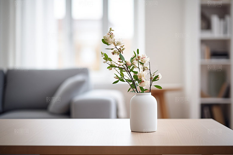 桌上鲜花高清家居摄影图