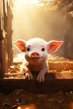 猪牧场猪圈摄影图