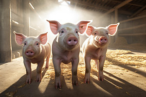 猪猪圈养猪场摄影图