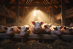 猪养猪场猪圈摄影图