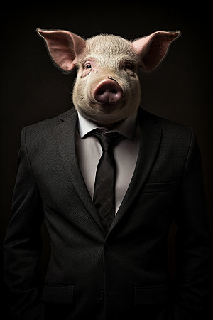 西装猪动物企业文化素材