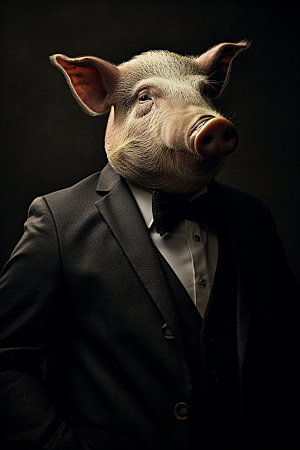 西装猪动物企业文化素材