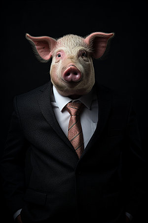 西装猪企业文化办公素材