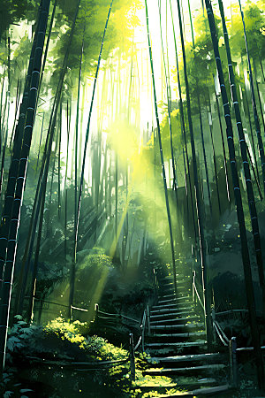 竹林树林清新摄影图