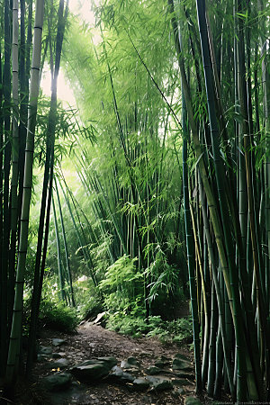 竹林翠竹自然摄影图