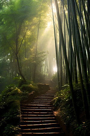 竹林绿色树林摄影图