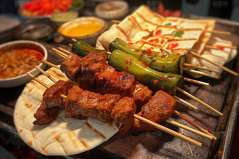 淄博烧烤烤肉美食摄影图