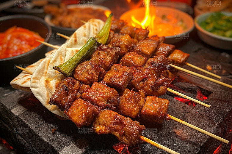 淄博烧烤高清美味摄影图