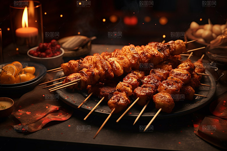 淄博烧烤卷饼美食摄影图