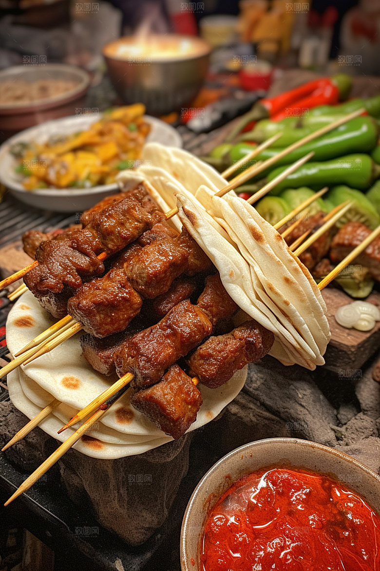 淄博烧烤高清美味摄影图