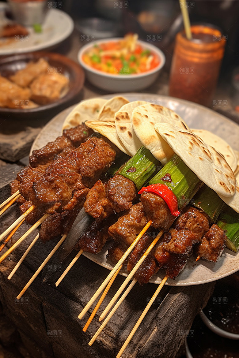 淄博烧烤地方特色美食摄影图