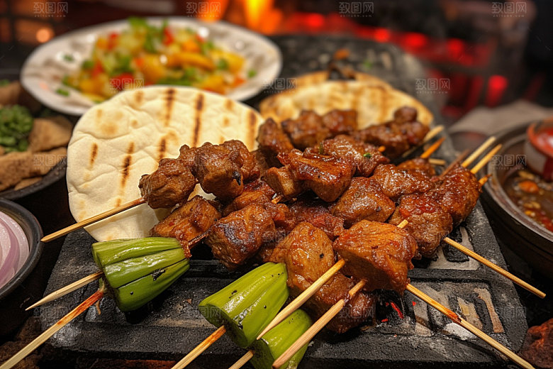 淄博烧烤美食美味摄影图