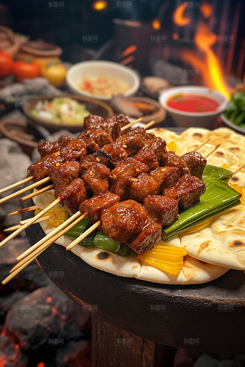 淄博烧烤高清美食摄影图