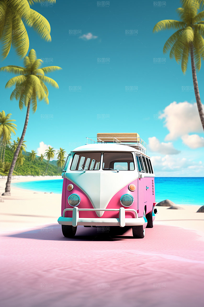 自驾游房车旅行复古汽车模型