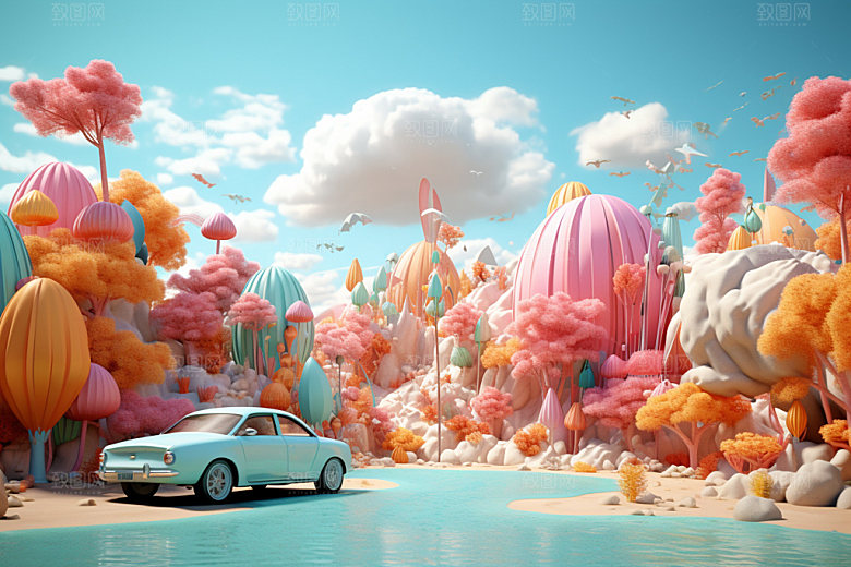 自驾游3D旅游模型