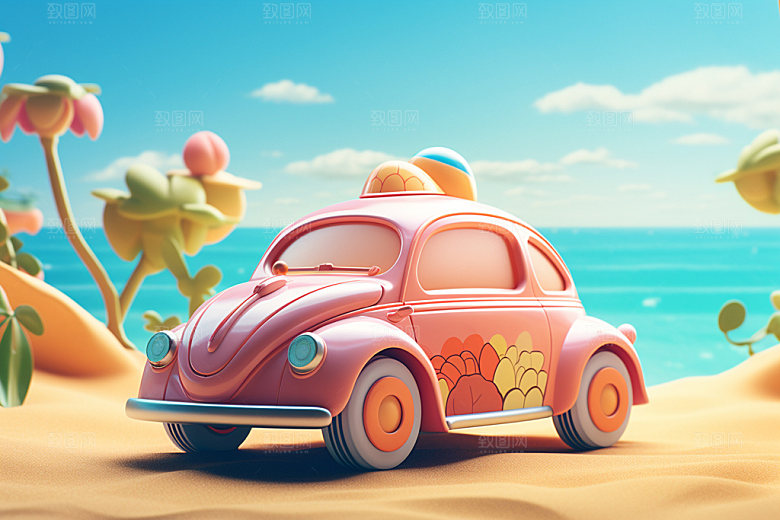 自驾游旅游复古汽车模型