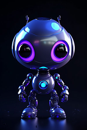 紫色机器人AI科技模型