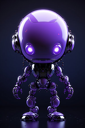紫色机器人智慧智能科技模型