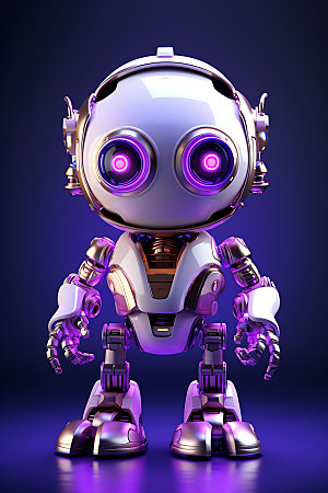 紫色机器人立体智慧模型